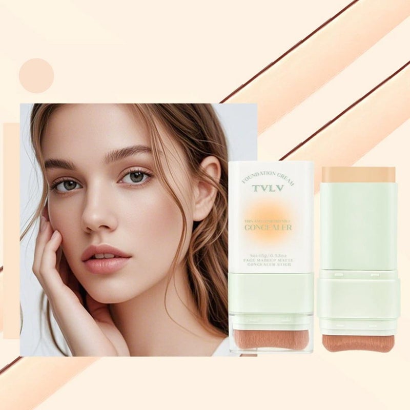 TVLV Long-Lasting Concealing Foundation Stick, Five Colors, Waterproof, Smudge-proof, Non-Cake, Lazy Double-Ended Foundation Stick